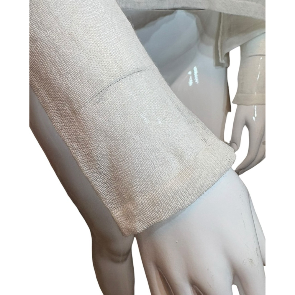 Sarah Pacini Sheer Ramie Knit Sweater, OS, Ivory Italy High Low Layered Gauze - Picture 8 of 15